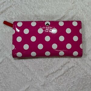 Kate Spare pink polka dot Wallet. Used but in great condition.